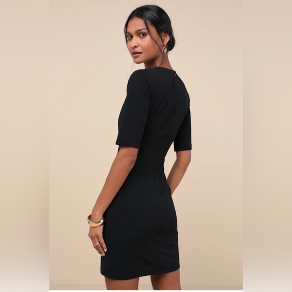 Lulus Westwood Black Half Sleeve Sheath Dress Size Small - Picture 3 of 11